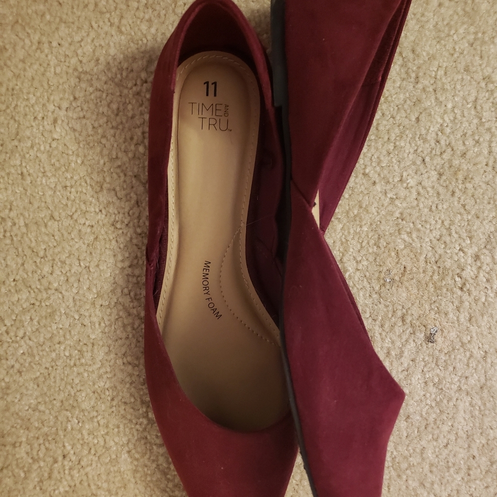 Burgundy size 11 flats Time and Tru